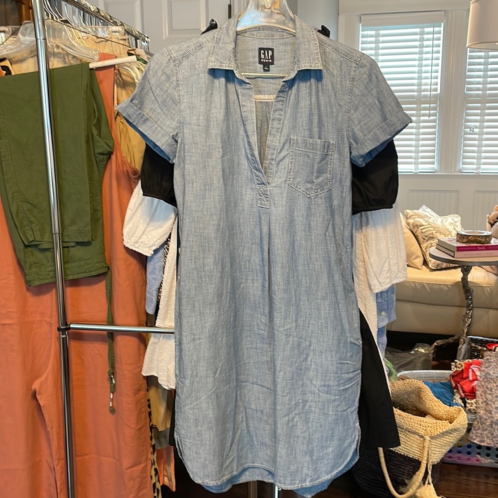 Gap chambray denim dress w pockets XS
